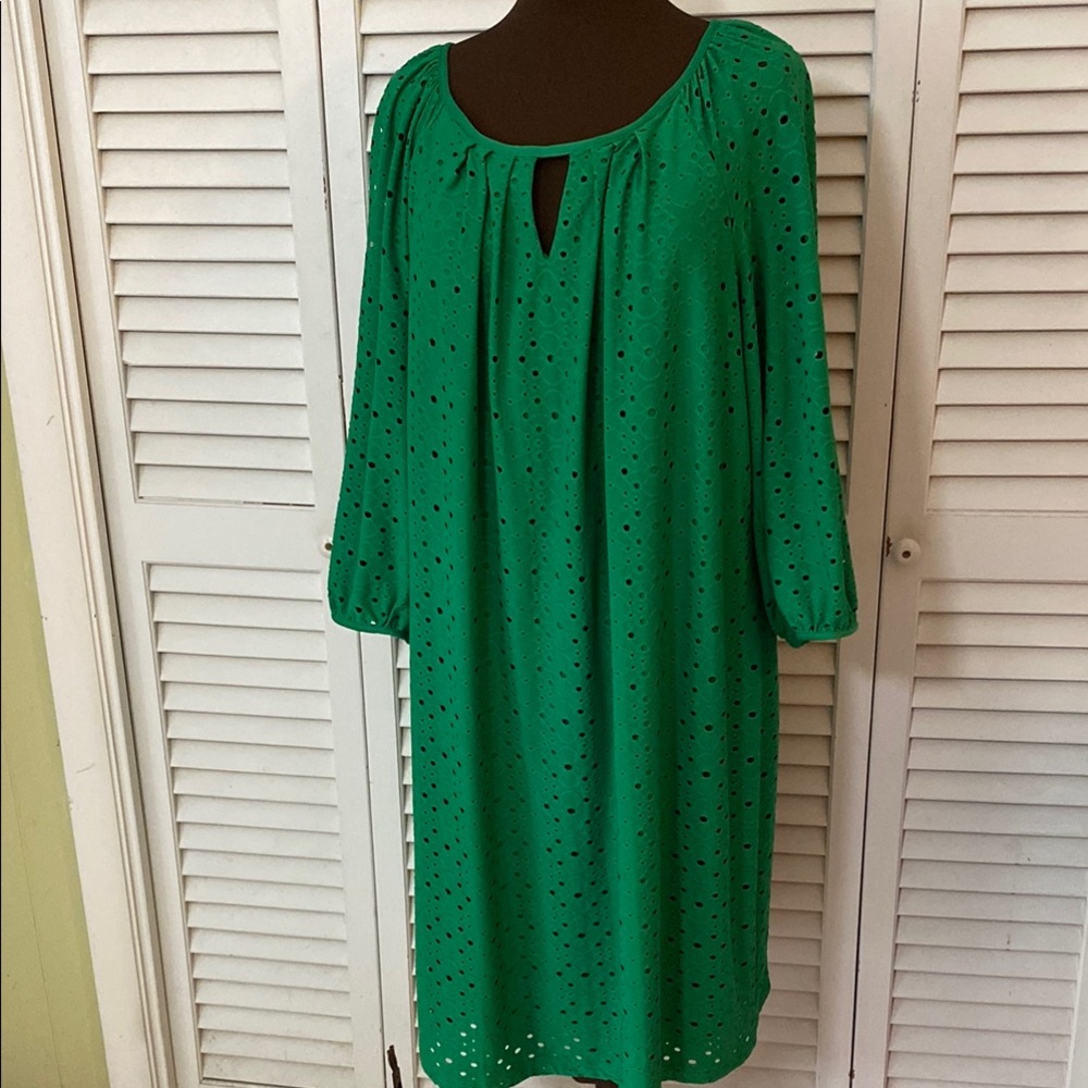London Times Women Green Eyelet lined Dress size 20W